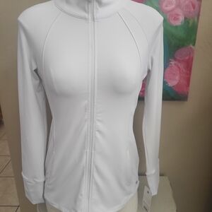 Apana White Full-Zip Athletic Hoodie Jacket
